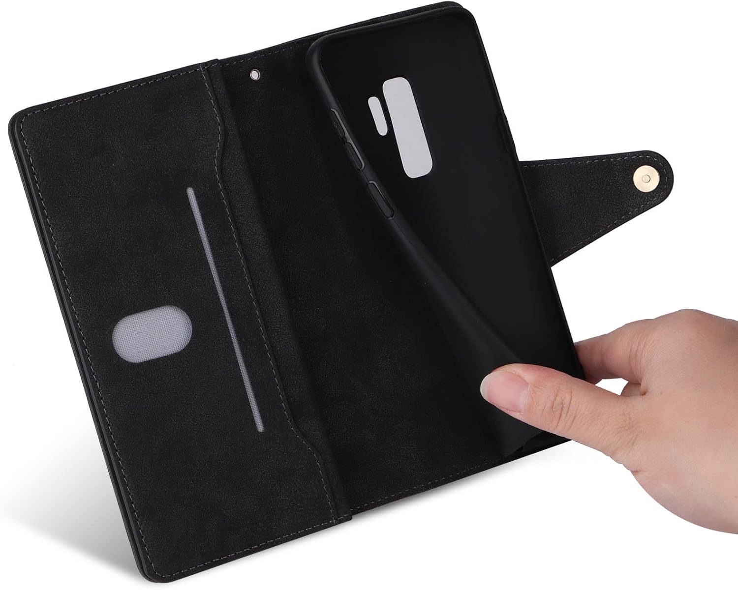 Asuwish Funda de teléfono para Samsung Galaxy S9 Plus Funda tipo cartera y protector de pantalla de vidrio templado, soporte de cuero con tapa para