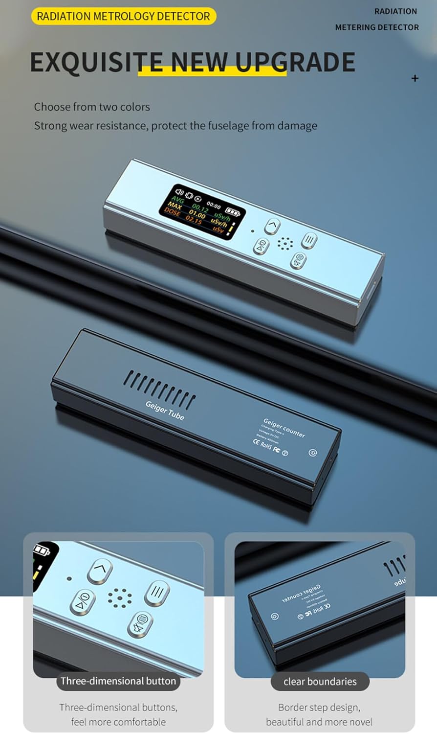 Digital Geiger Counter Detector de radiación nuclear portátil Dosímetro Alfa Beta Gamma Detección de rayos X Detector radiactivo profesional de alta