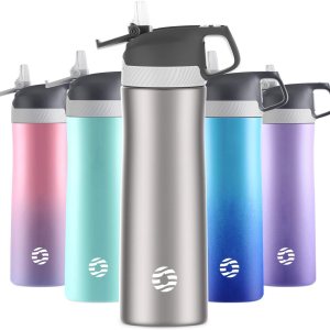 FEIJIAN FJbottle – Botella de agua aislada con tapa con popote de 20 onzas a 25 onzas, doble pared al vacío, botella de agua para niños, de acero FEIJIAN FJbottle – Botella de agua aislada con tapa con popote de 20 onzas a 25 onzas, doble pared al vacío, botella de agua para niños, de acero