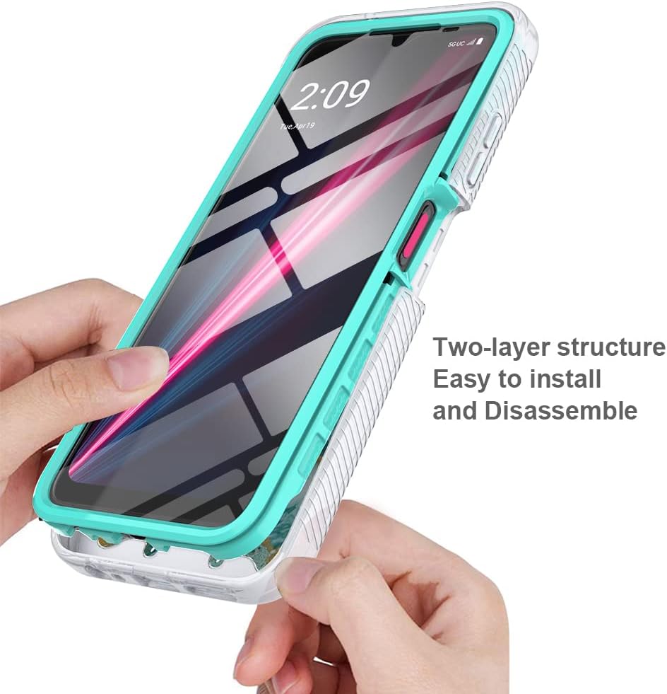 TJS Funda compatible con T-Mobile Revvl 6X Pro 5G, Revvl 6 Pro 5G, con protector de pantalla incorporado, TPU de cuerpo completo, mármol mate,