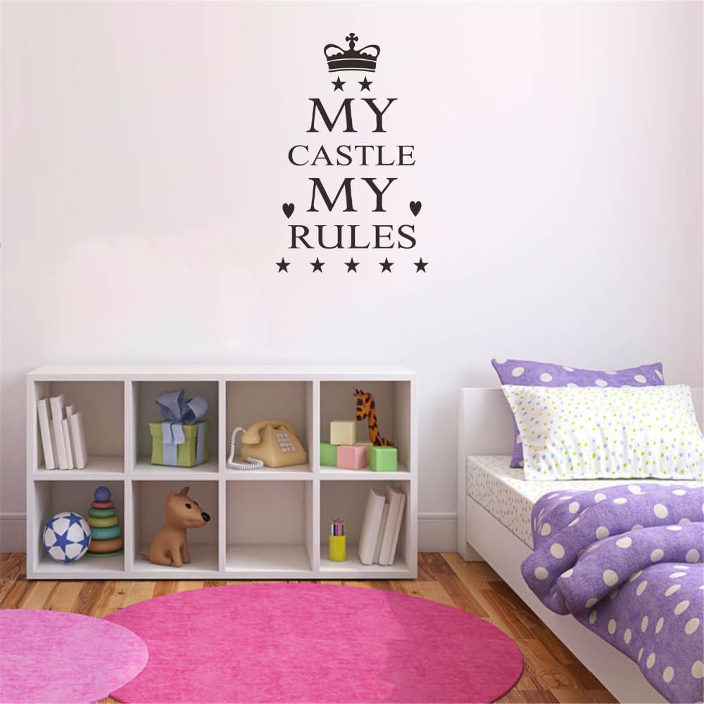 My Castle My Rules – Calcomanía de pared para niños, con cita inspiradora, calcomanía de vinilo  Decoración de habitación, mural para decoración del