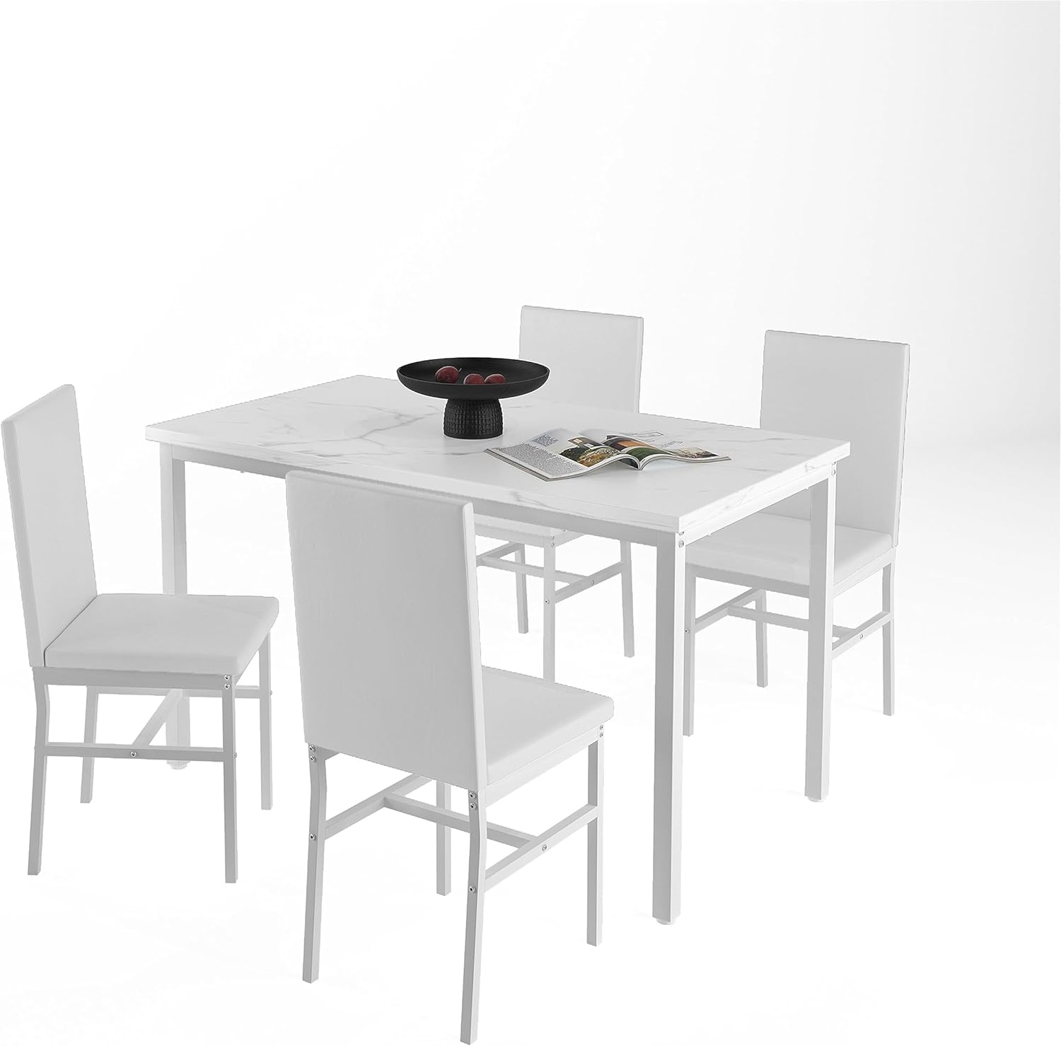 Juego de mesa de cocina de madera industrial de 5 piezas con 4 sillas, un complemento perfecto para el ambiente de tu comedor