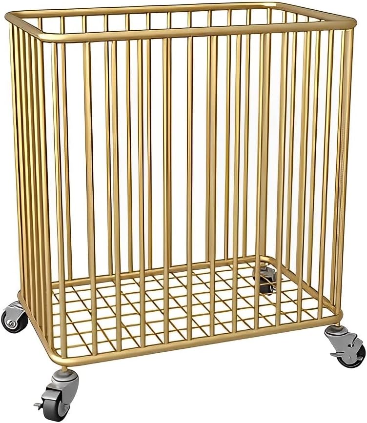 Cesta de lavandería con ruedas, cesta de lavandería rodante, cesta de almacenamiento de metal de 40 litros sobre ruedas, organizador para ropa