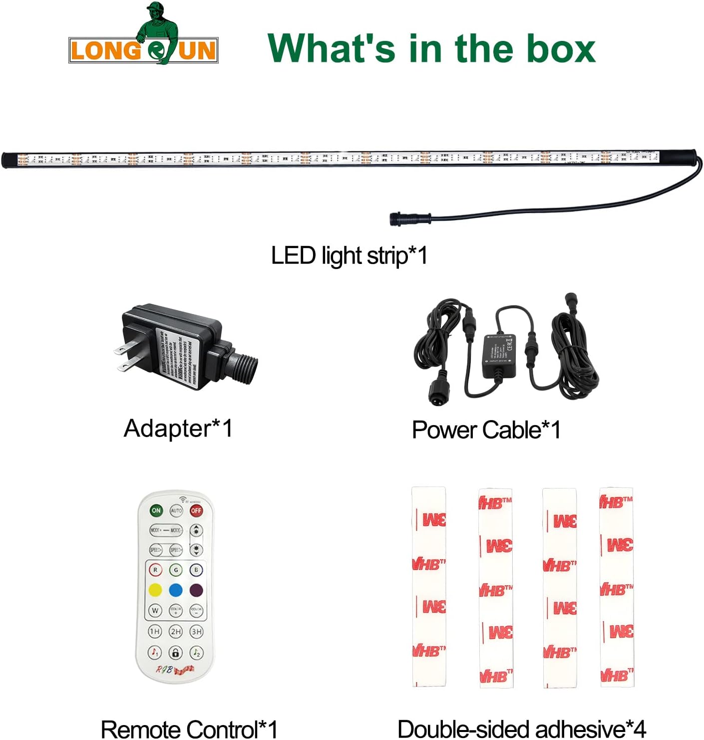 Longrun Tira de luces LED que cambian de color para jardín, cascada, control por aplicación, barra de iluminación impermeable para decoración del