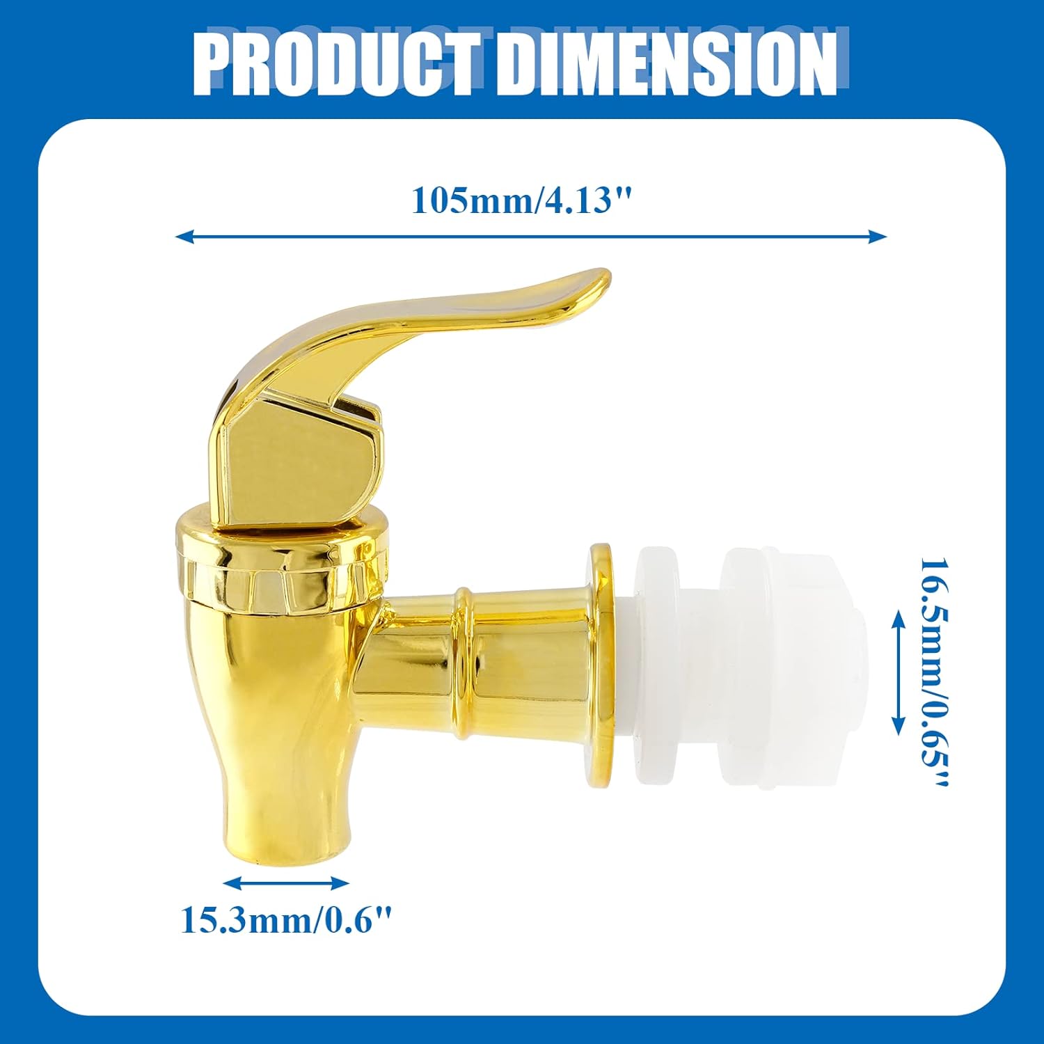 2 piezas de espiga para dispensador de bebidas, reemplazo de grifo de plástico estilo empuje, repuesto para dispensador de agua de bebida, dorado