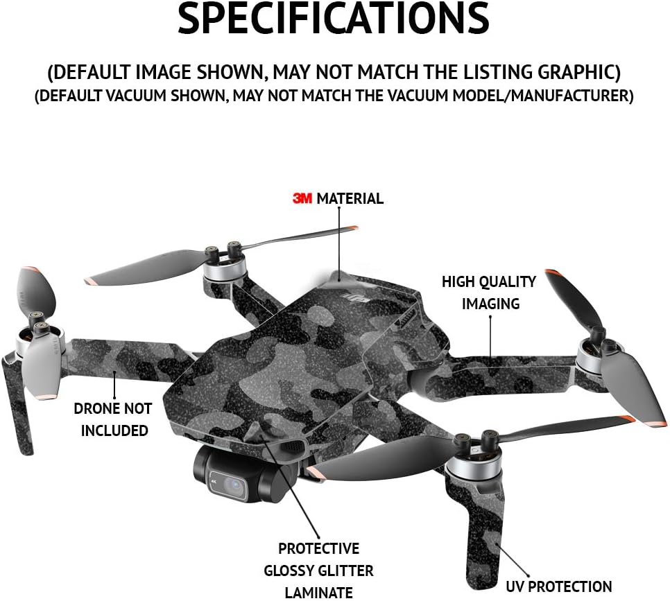 MightySkins Glitter brillante compatible con DJI Mini 2 Dron portátil – Camuflaje negro  Acabado de purpurina protector, duradero de alto brillo
