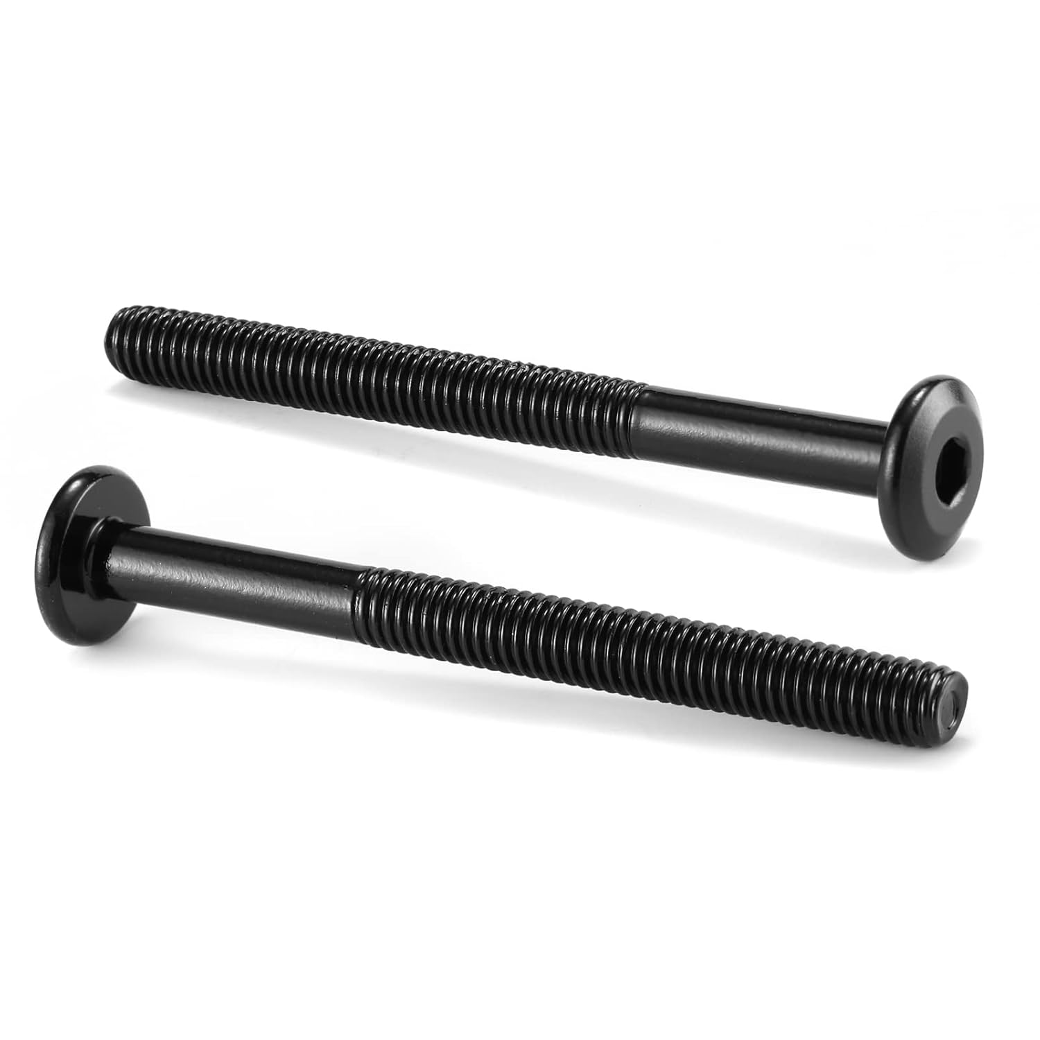 10 tornillos hexagonales de cabeza plana M6 x 2.559 in, acero inoxidable 304 18-8, parcialmente roscados, óxido negro (con llave hexagonal)