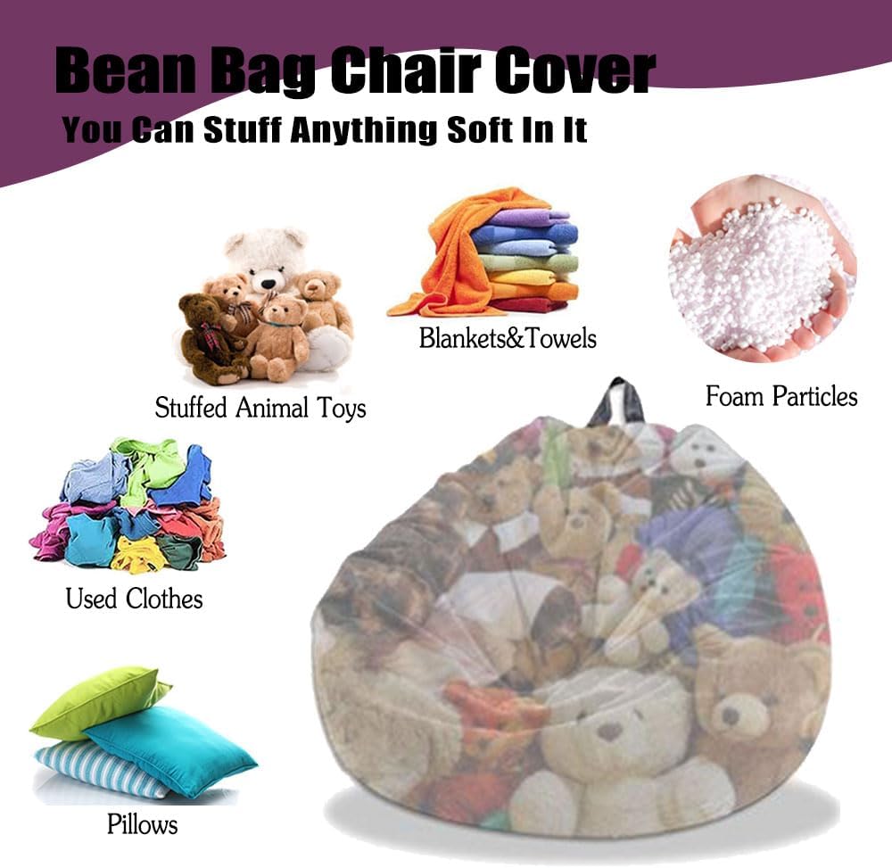 Funda para silla puff para niños y adultos (sin relleno), diseño de cielo estrellado 3D, suave, perezoso, funda lavable de gran tamaño para sala de