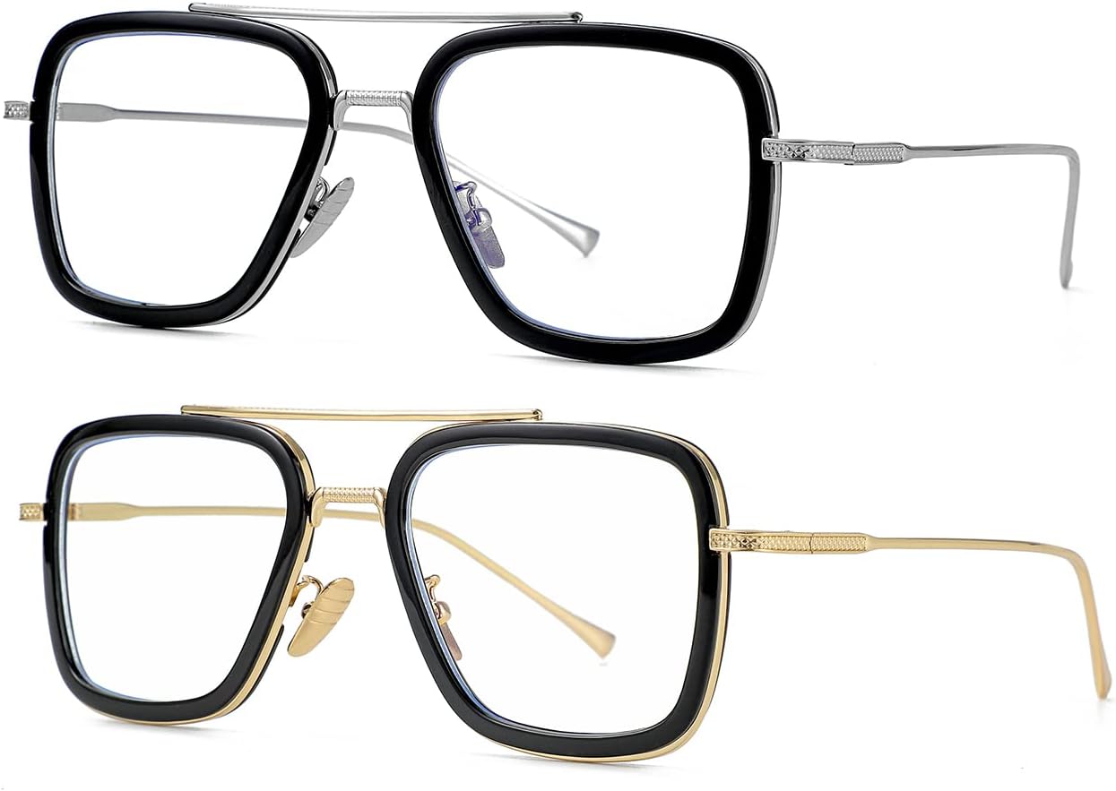 Lentes de bloqueo de luz azul estilo Tony Stark para hombres y mujeres, lentes retro con marco de metal de Iron Man y Spider-Man