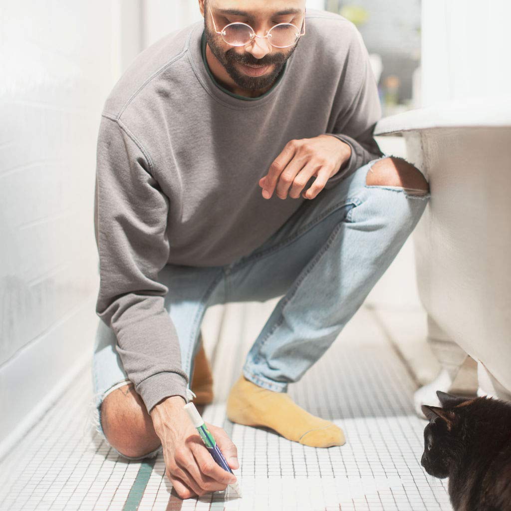 Rotulador de pintura para azulejos negro, paquete de 1 y 2 unidades con puntas adicionales (estrecha, 0.197in), colorante y sellador impermeable