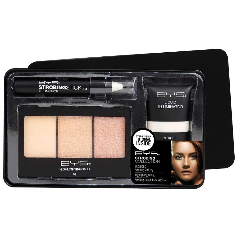 BYS Kit de colección Strobing – Iluminador líquido de larga duración, barra resaltadora y juego de trío de resaltado, uso durante todo el día