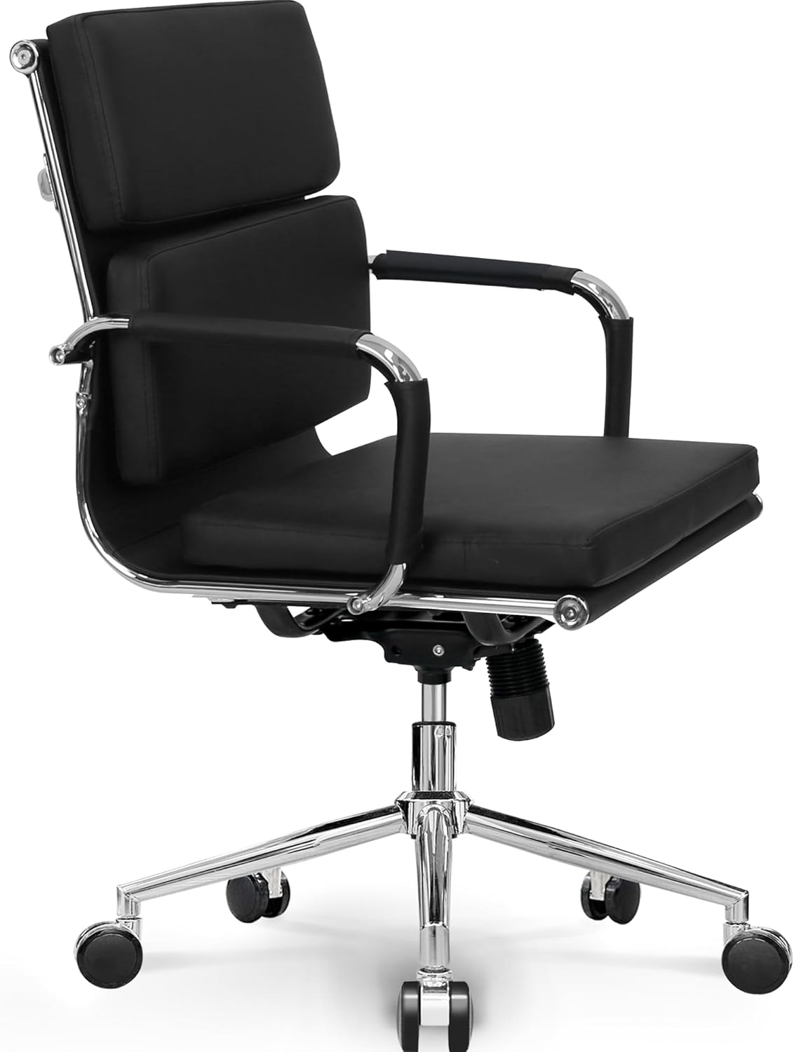 NEO CHAIR Escritorio de oficina en casa Silla ejecutiva moderna de piel sintética, reposabrazos para conferencias, silla de tareas acolchada,