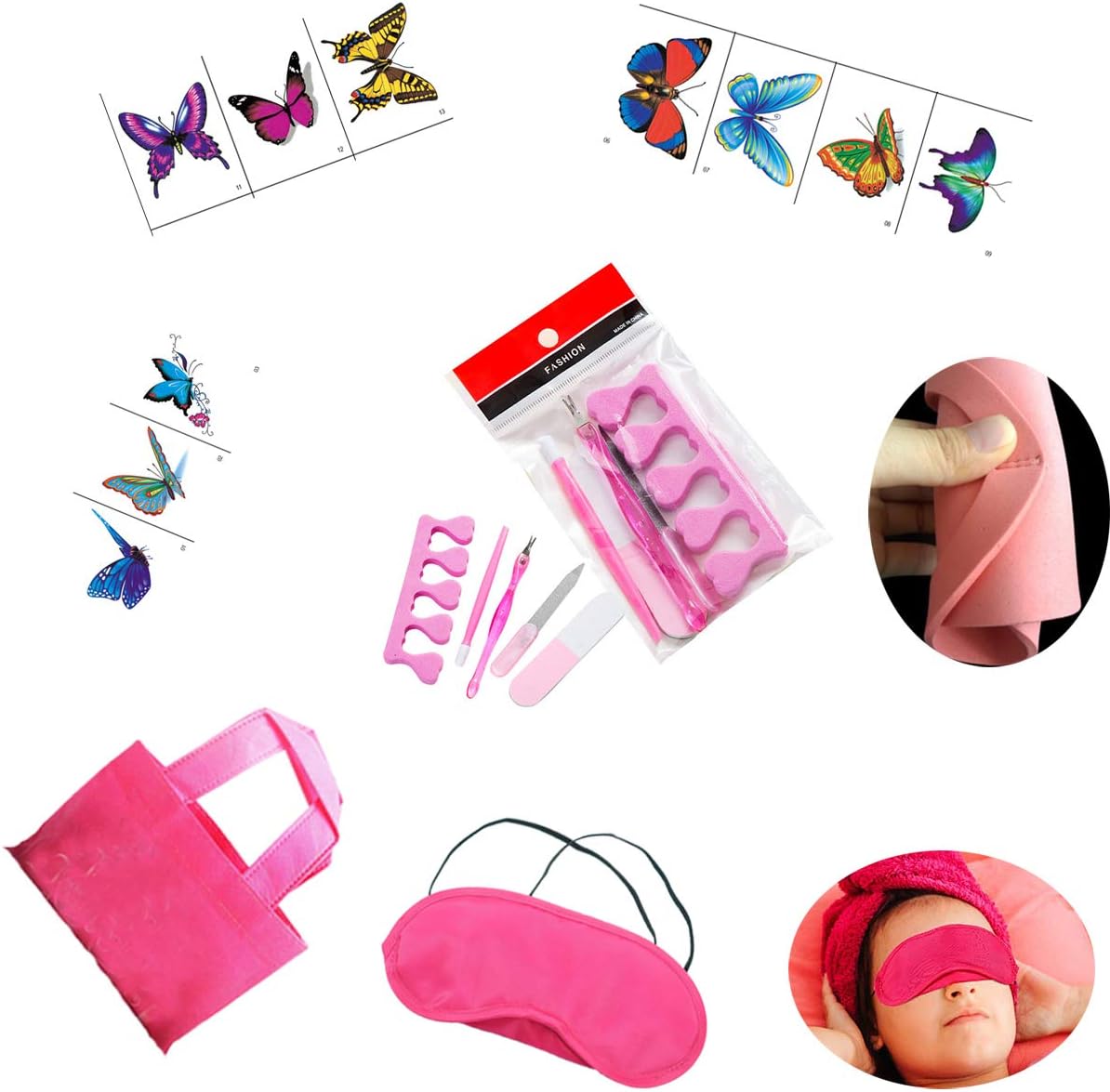 NimJoy Suministros de fiesta de spa para niñas, recuerdos para la experiencia de spa de niños, más de 80 piezas de kit de spa múltiple con máscaras