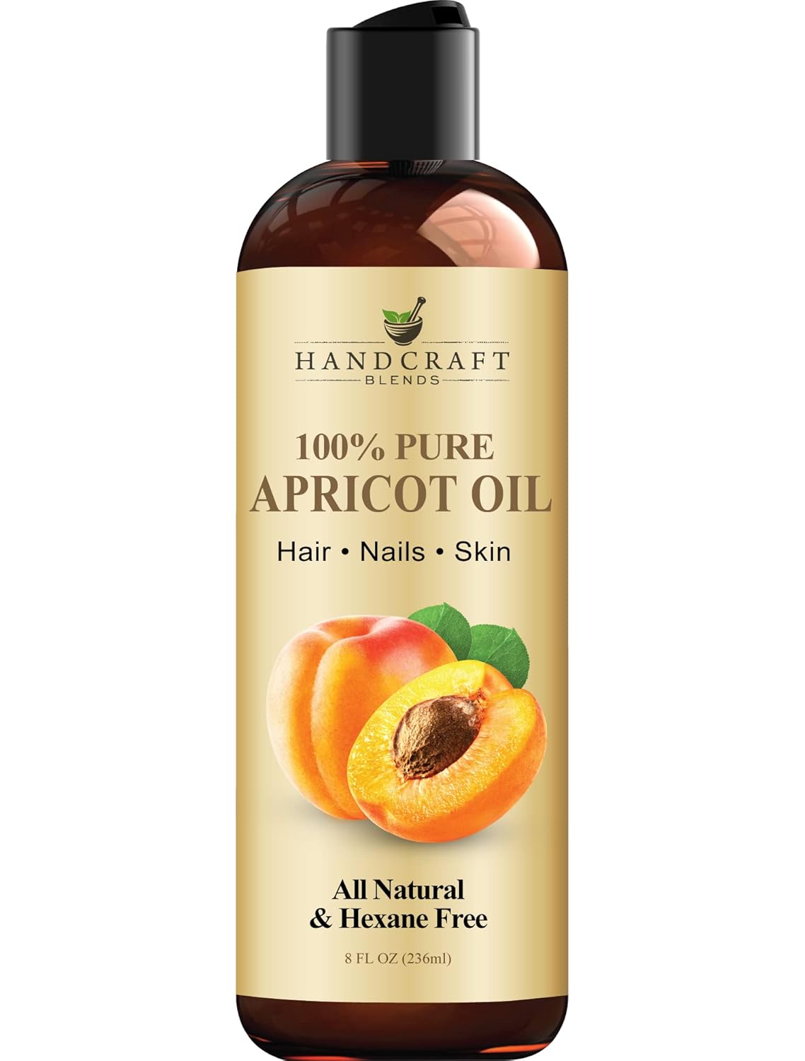 Handcraft Blends Aceite de albaricoque 100% puro y natural, aceite de albaricoque portador prensado en frío de alta calidad para aromaterapia,
