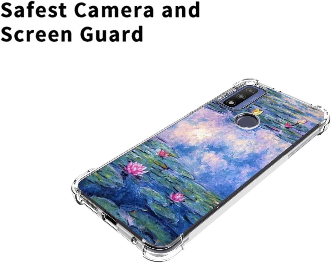 Compatible con Motorola Moto G Pure Flowers, lirios de agua, pintura al óleo vintage, arte gráfico para Moto Case Niñas Mujeres, funda transparente