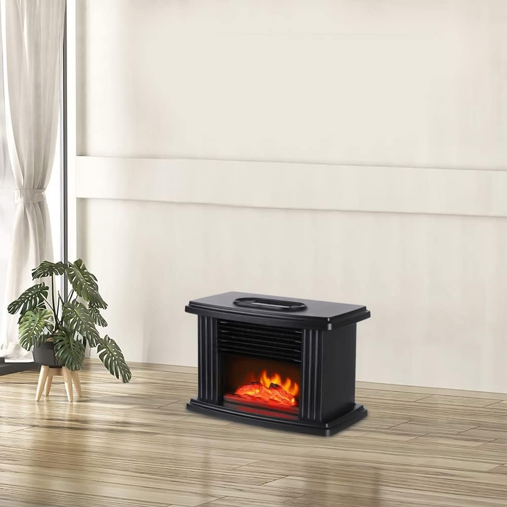 Calentador eléctrico de chimenea para interiores, mini estufa de chimenea independiente con simulación 3D ajustable de 3 engranajes de tecnología de