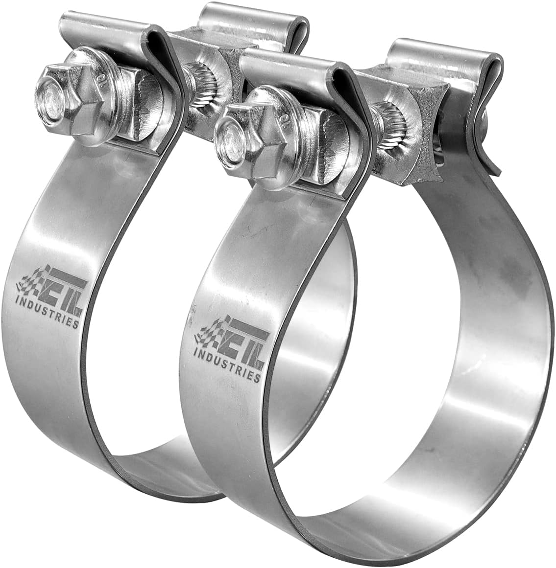 Abrazadera de escape de 2.5 pulgadas, banda estrecha de 2 12 pulgadas de acero inoxidable 304 para silenciador, 2 piezas