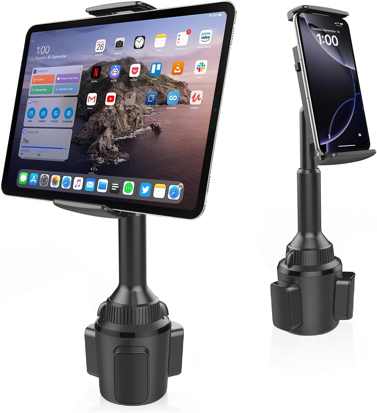 APPS2Car Soporte para tablet para automóvil, soporte para tableta de automóvil con abrazadera ajustable (hasta 8.3 pulgadas), soporte de iPad