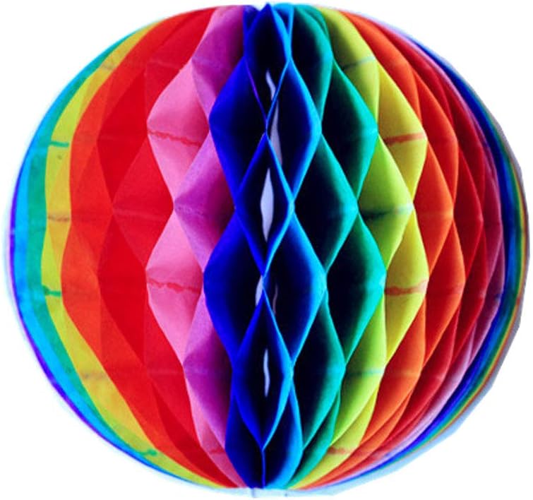 8 bolas iridiscentes colgantes de panal de abejas arco iris, papel de seda, pompones, bolas decorativas para despedida de soltera, boda, cumpleaños,