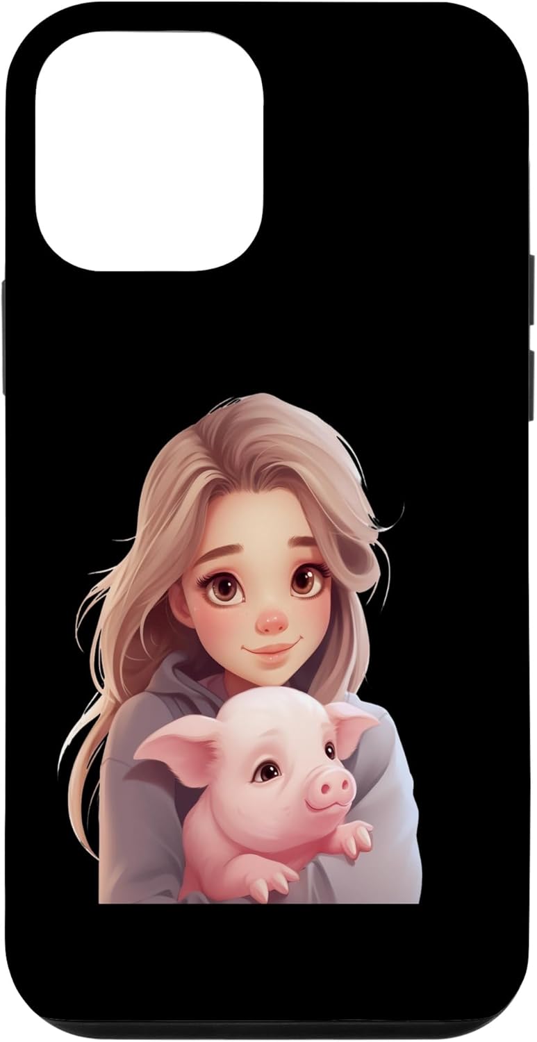 iPhone 12 mini cute girl hugging pig animal rights friend pet lover Idea Cr Case
