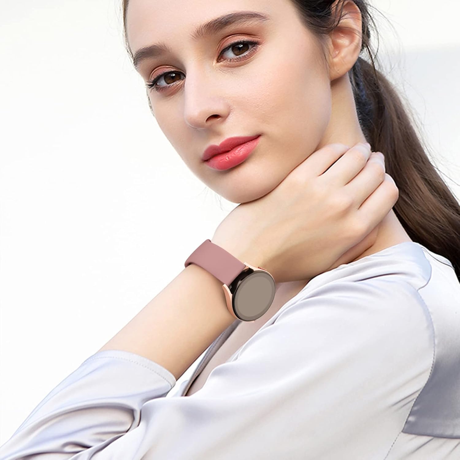 Correa de silicona compatible con SKG V7 Smart Watch, paquete de 2 correas de repuesto deportivas de silicona suave de liberación rápida para reloj