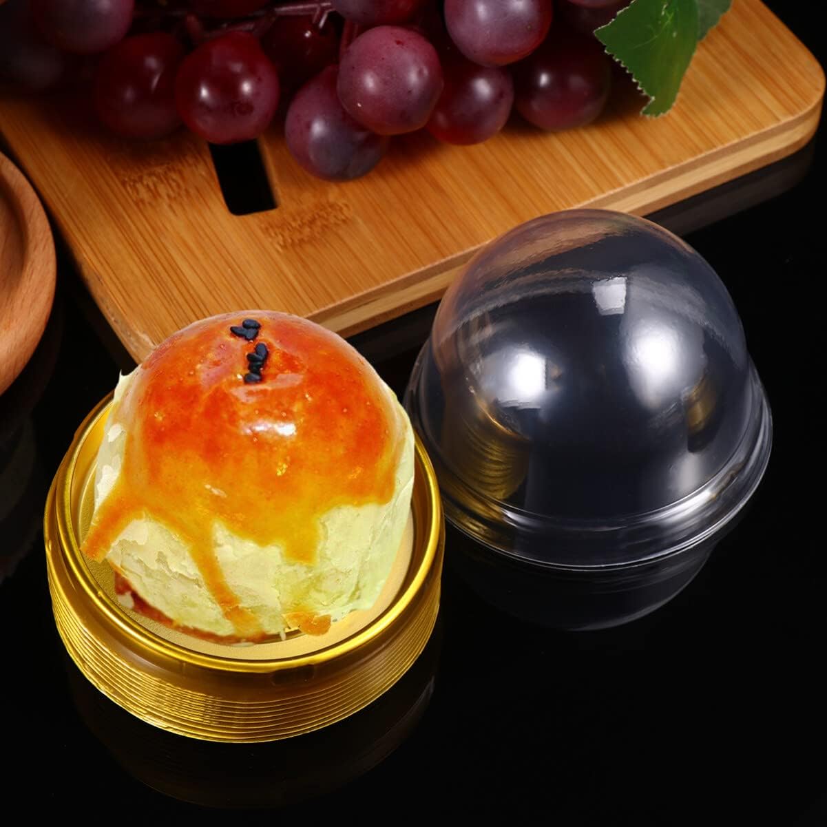 ULTECHNOVO 50 recipientes de embalaje de pastel de luna para tapas de galletas, cúpulas, contenedor de pastel de luna, cajas de pastel pequeñas,