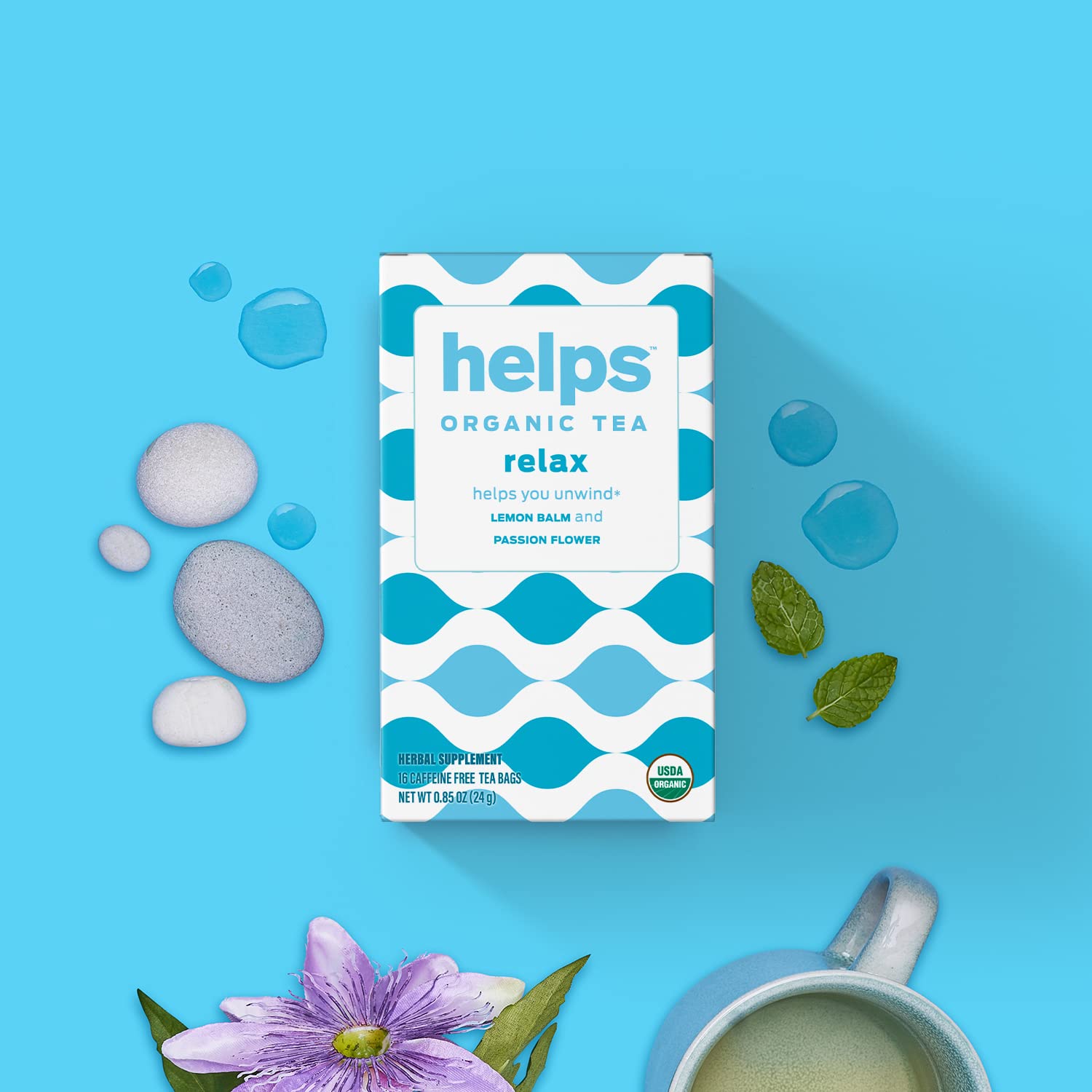 Ayuda a los tés  Ayuda a relajar el té  Relajante mezcla de hierbas orgánicas de bálsamo de limón y pasiflor. Combate la ansiedad para descansar