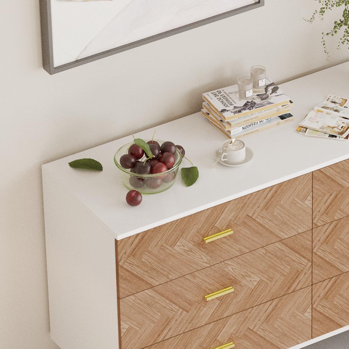 KOZIDO Cómoda de madera con 6 cajones profundos, 6 cómodas dobles, armario de almacenamiento moderno para dormitorio, sala de estar, pasillo,