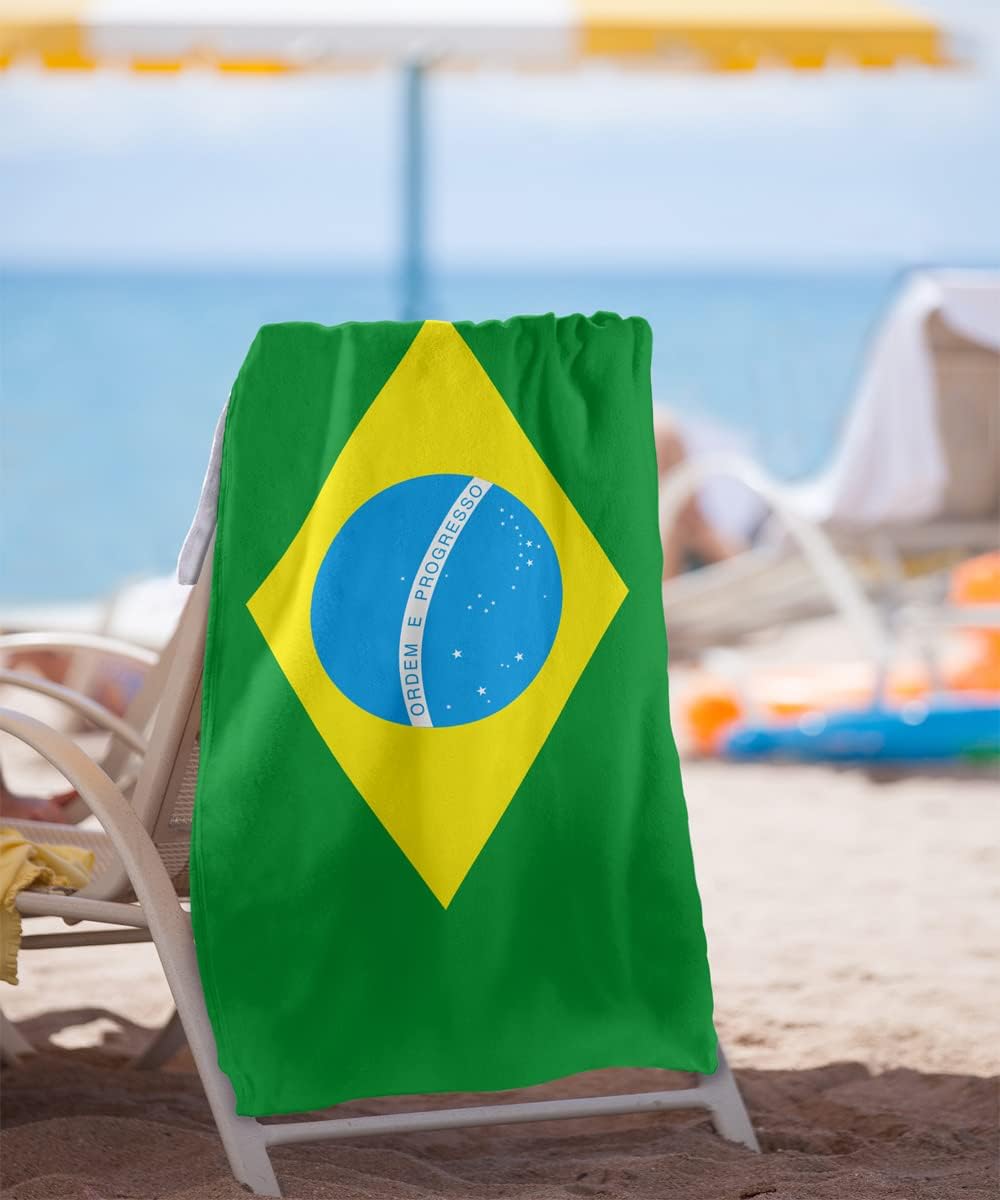 LOGOVISION Toalla de playa con bandera de Brasil, toalla de playa de 30 x 60 pulgadas