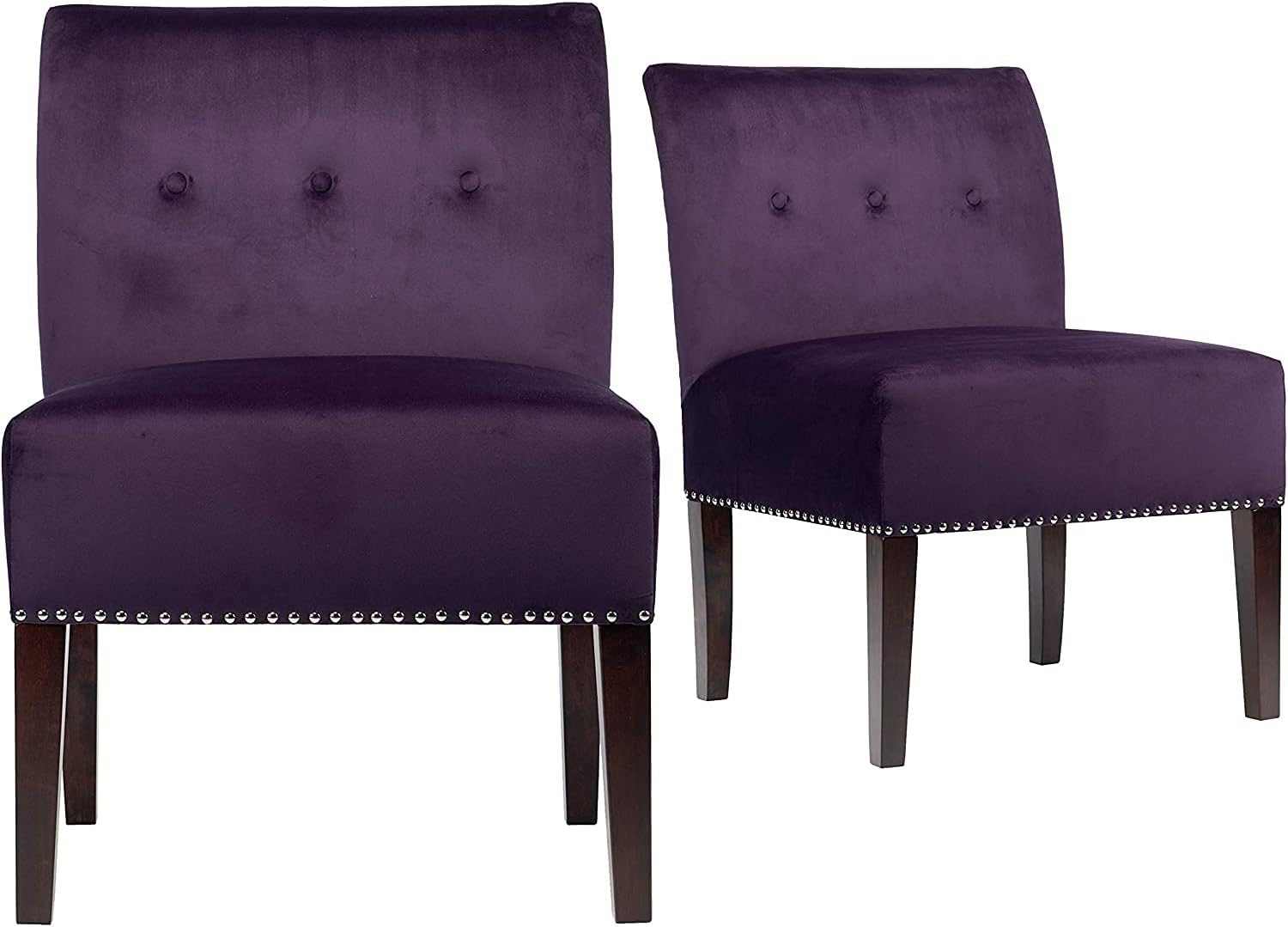Samantha Collection – Silla tapizada sin brazos para sala de estar, moderna, contemporánea, 24, color morado