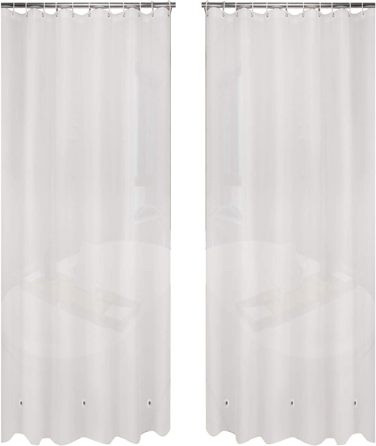Ghooss Cortina de ducha (paquete de 2), cortina de ducha de PEVA para baño, inodora, impermeable, calibre 4, 72 x 78 pulgadas, escarcha