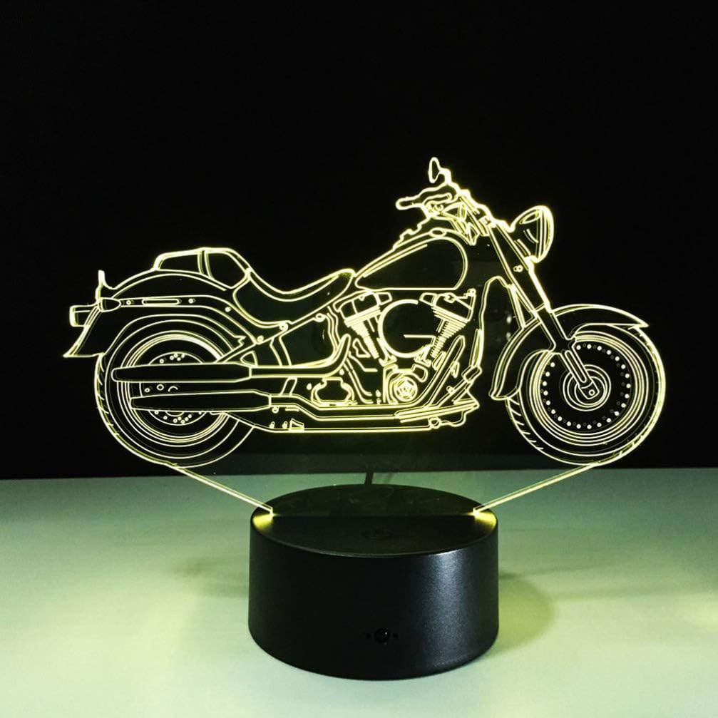 Mobestech 3D motocicleta luz nocturna 3D ilusión lámpara LED motocicleta lámparas de mesa 7 colores luz táctil dormitorio decoraciones centros de