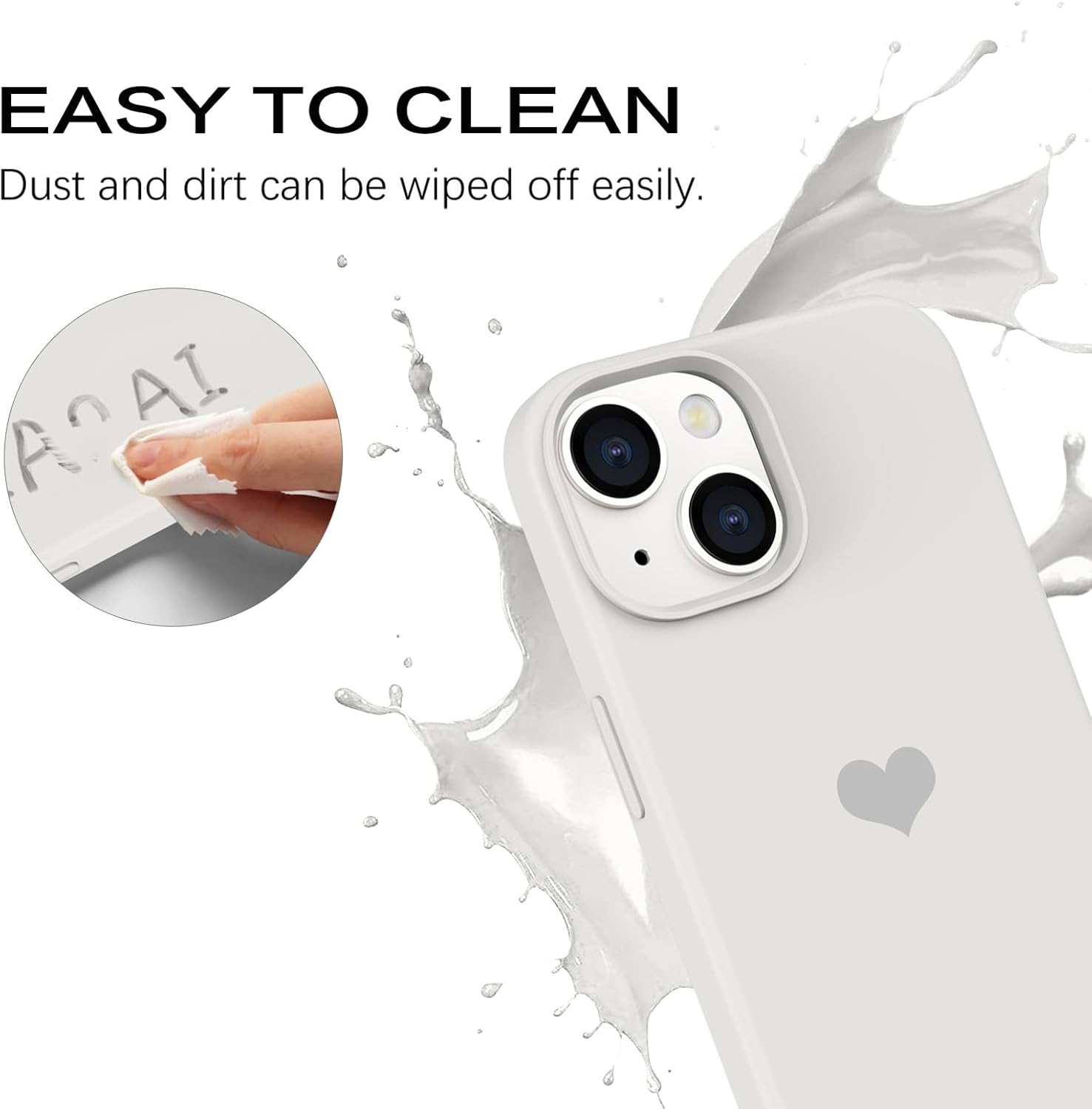 BENTOBEN Funda compatible con iPhone 15 Pro, ajuste delgado, bonito diseño de corazón, silicona suave, goma de gel, a prueba de golpes, forro de