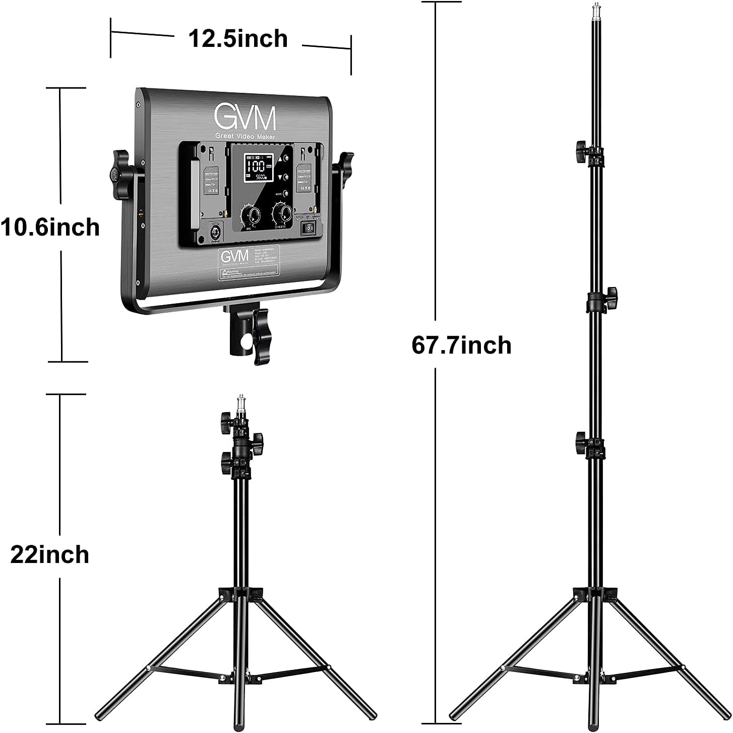 GVM – Luz de video LED RGB con kits de iluminación, panel de luz LED 680RS 50W con control Bluetooth, 2 paquetes de iluminación de fotografía para