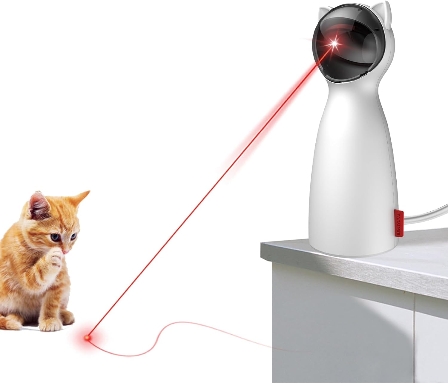 umosis Juguete láser automático para gatos interactivos para gatos de interiorgatitosperros (blanco)