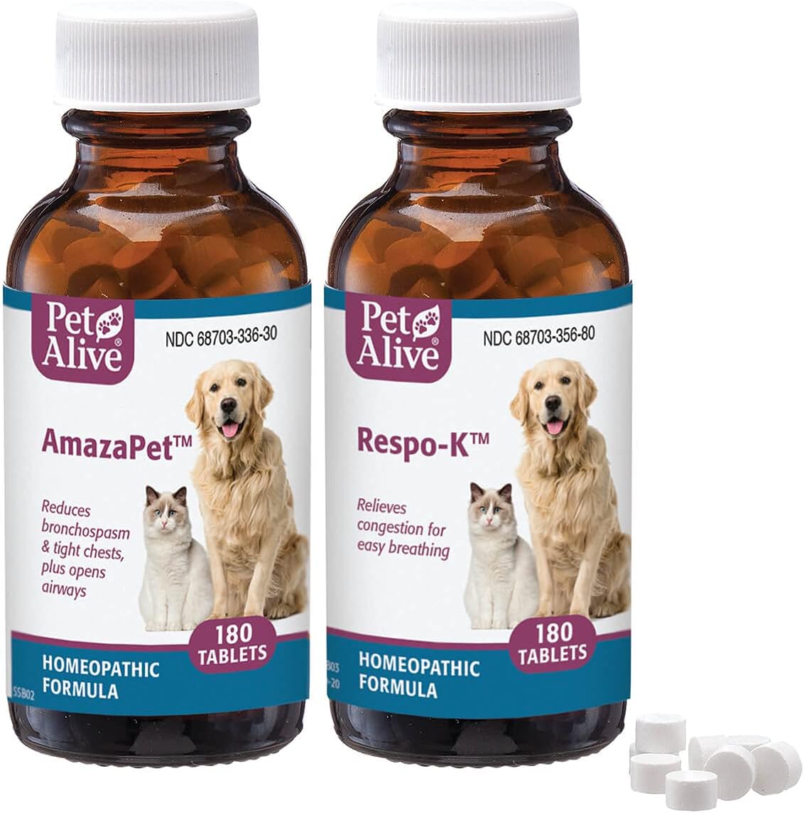 PetAlive Breathe Easy ComboPack para mascotas – para aliviar sibilancias, molestias en el pecho, resfriados e irritación respiratoria