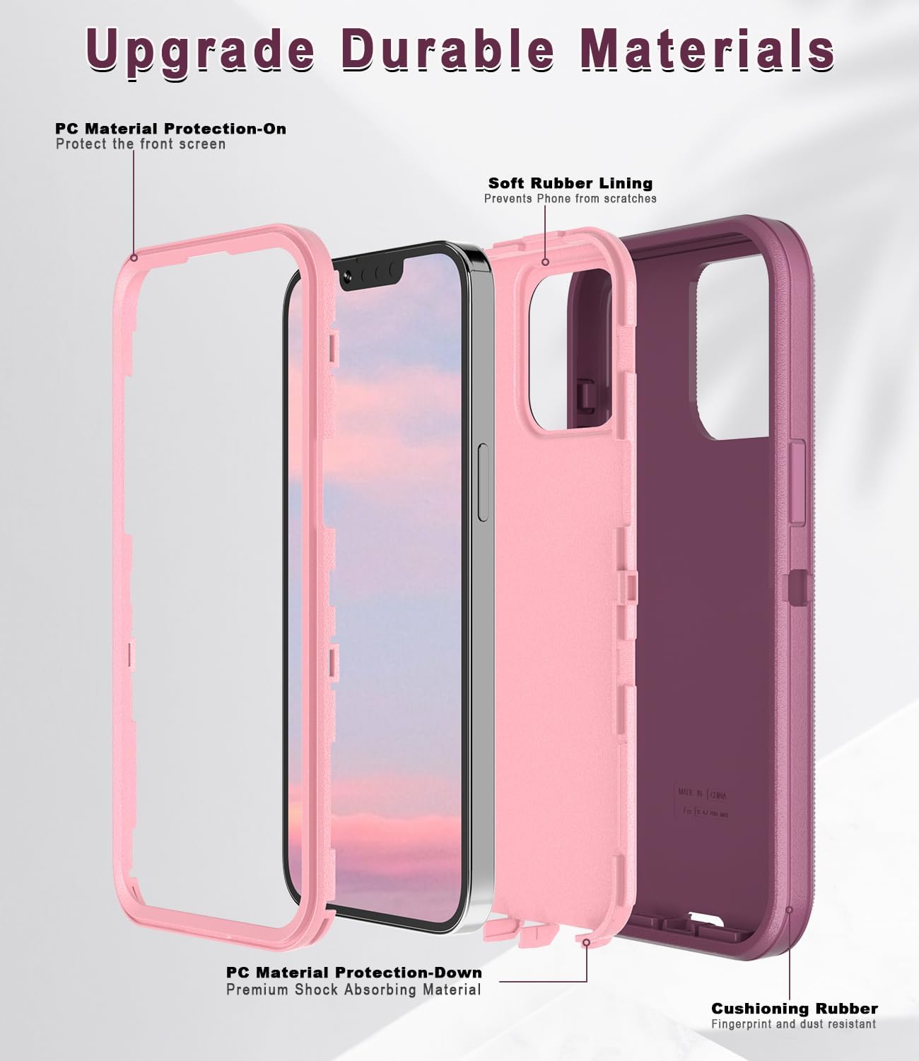 Funda para iPhone 15, resistente de 3 capas, a prueba de golpes, a prueba de caídas, polvo, duradera, de grado militar, funda de protección completa