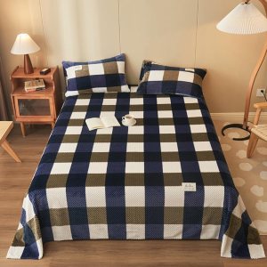 Mengersi Juego de sábanas de felpa de terciopelo, juego de sábanas simples con estampado de vellón a cuadros, acogedoras y cálidas (Queen, azul) Mengersi Juego de sábanas de felpa de terciopelo, juego de sábanas simples con estampado de vellón a cuadros, acogedoras y cálidas (Queen, azul)
