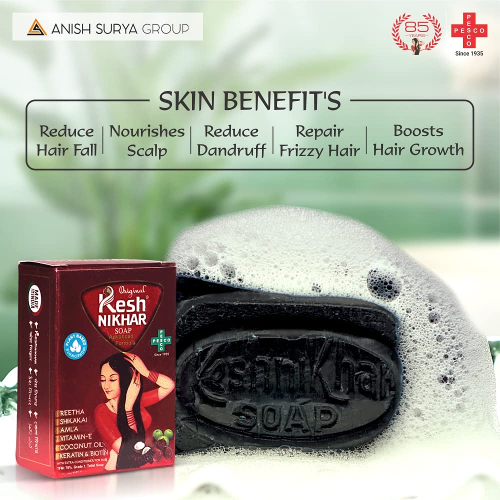 Kesh Nikhar – Jabón de fórmula avanzada, barra de champú sólido, jabón natural para el cuidado y limpieza del cabello, Amla, Reetha, Shikakai para