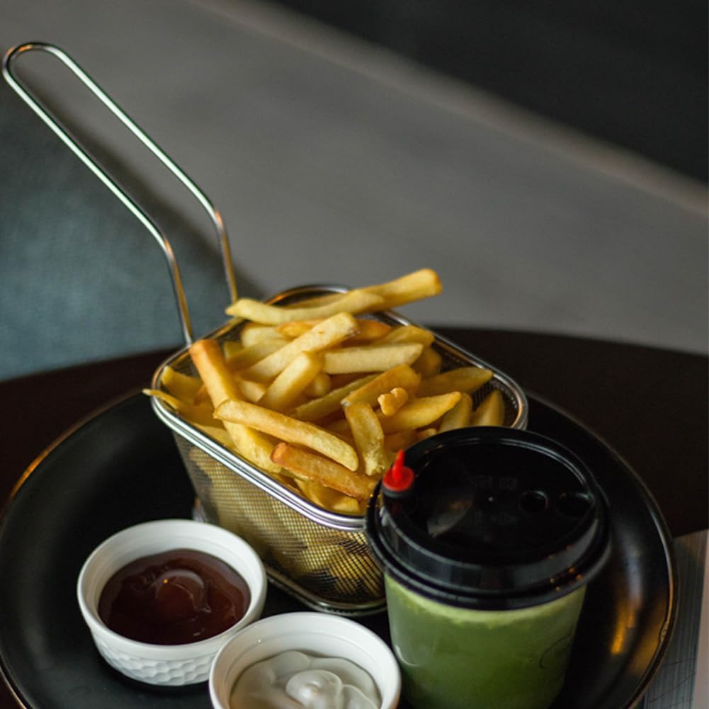Cesta de papas fritas, 2, 4, 8, 12 piezas, mini cesta cuadrada para papas fritas para servir, cesta de acero inoxidable con asa, cocina, restaurante
