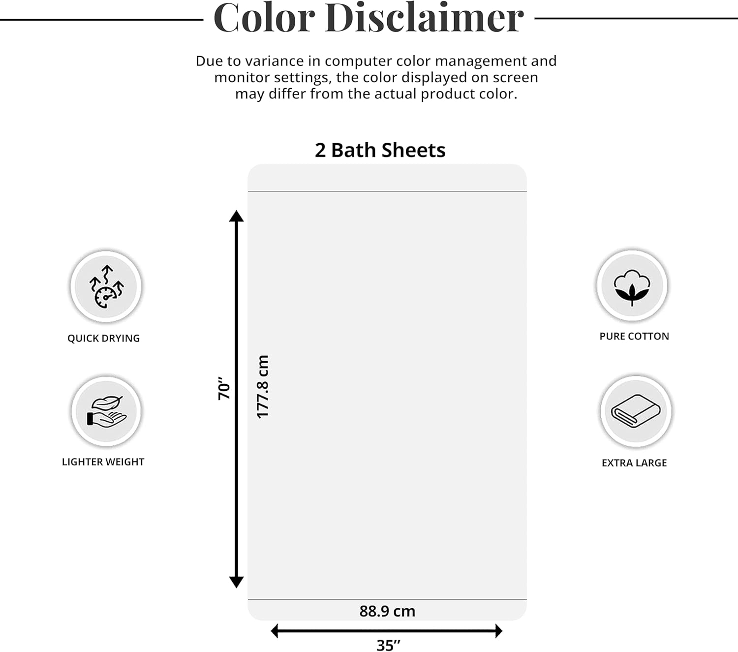 Tens Towels Paquete de 2 toallas de baño extragrandes de 35 x 70 pulgadas, 100% algodón, más grandes y ligeras, más rápidas de secar, súper suaves y