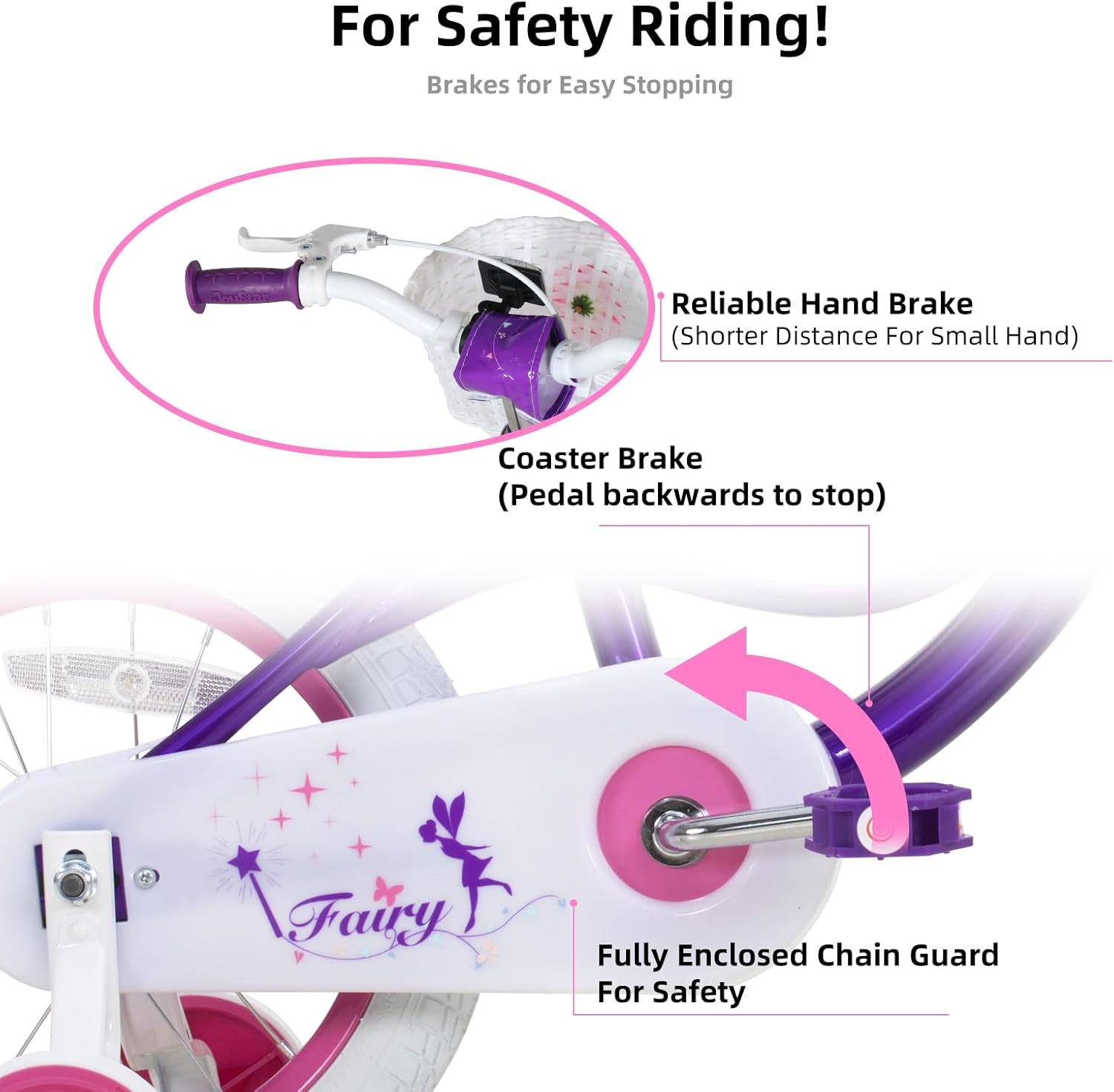 JOYSTAR Bicicleta de hadas para niñas pequeñas y niños de 2 a 9 años, bicicleta para niños de 12, 14, 16, 18 pulgadas, con ruedas de entrenamiento,