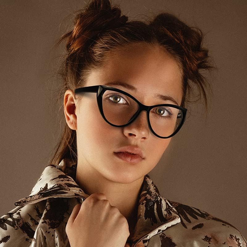QECEPEI Gafas de luz azul Cateye – Lentes falsos para mujer, antifatiga ocular, lentes transparentes