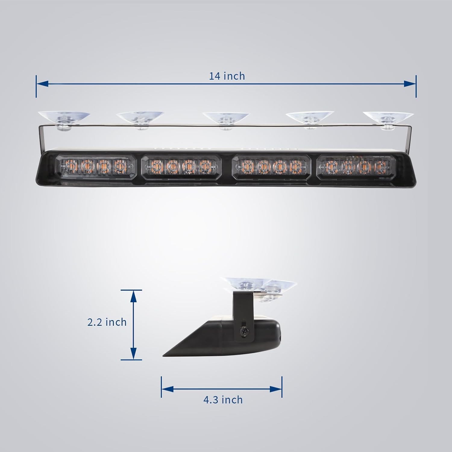 Barra de luz estroboscópica LED 2 en 1 para tablero de emergencia, parabrisas delanterotrasero, luces interiores de advertencia intermitentes para