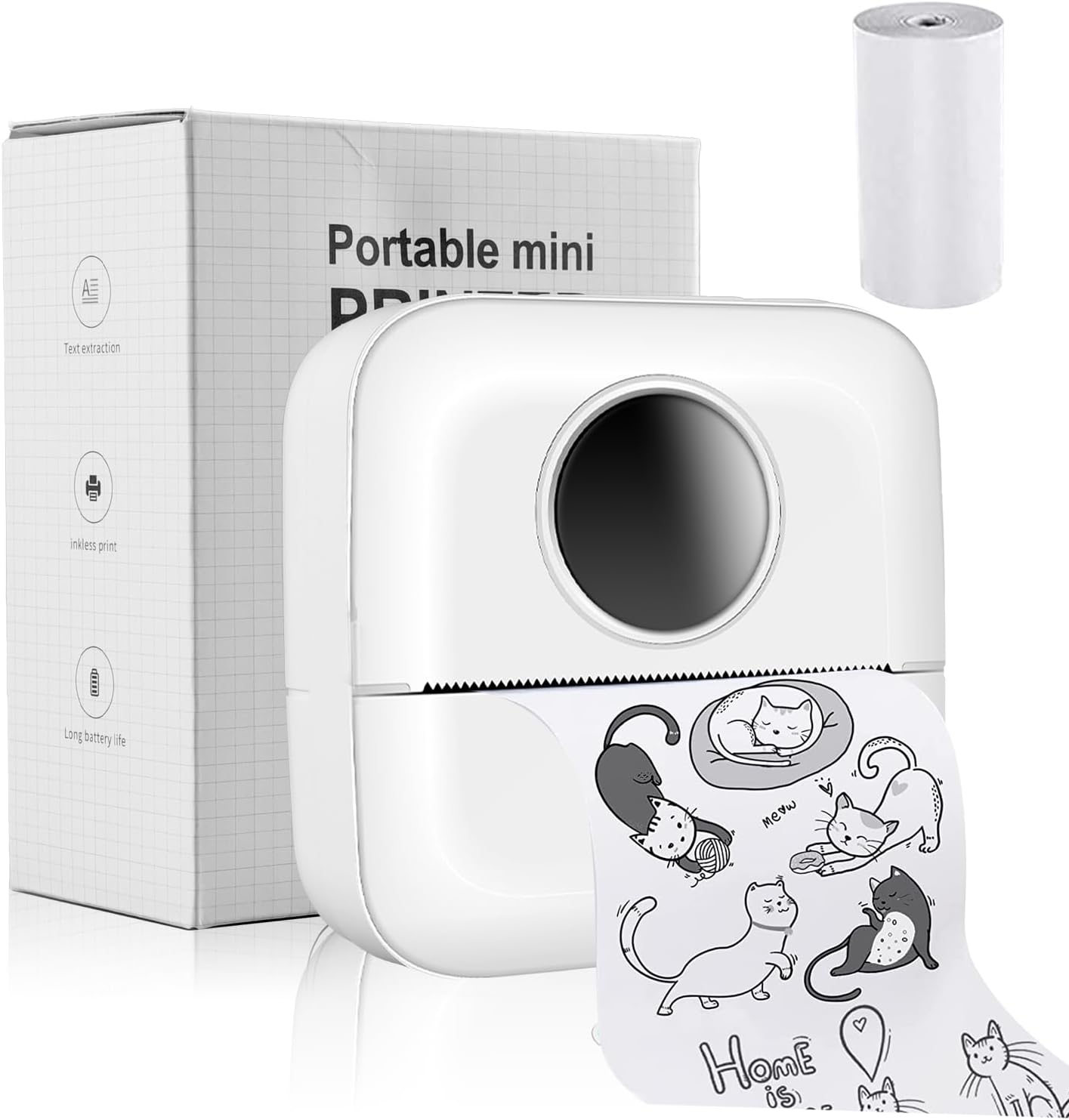 Mini impresora portátil, mini impresora de calcomanías Bluetooth, impresora térmica inteligente sin tinta de bolsillo para iOS y Android, impresora