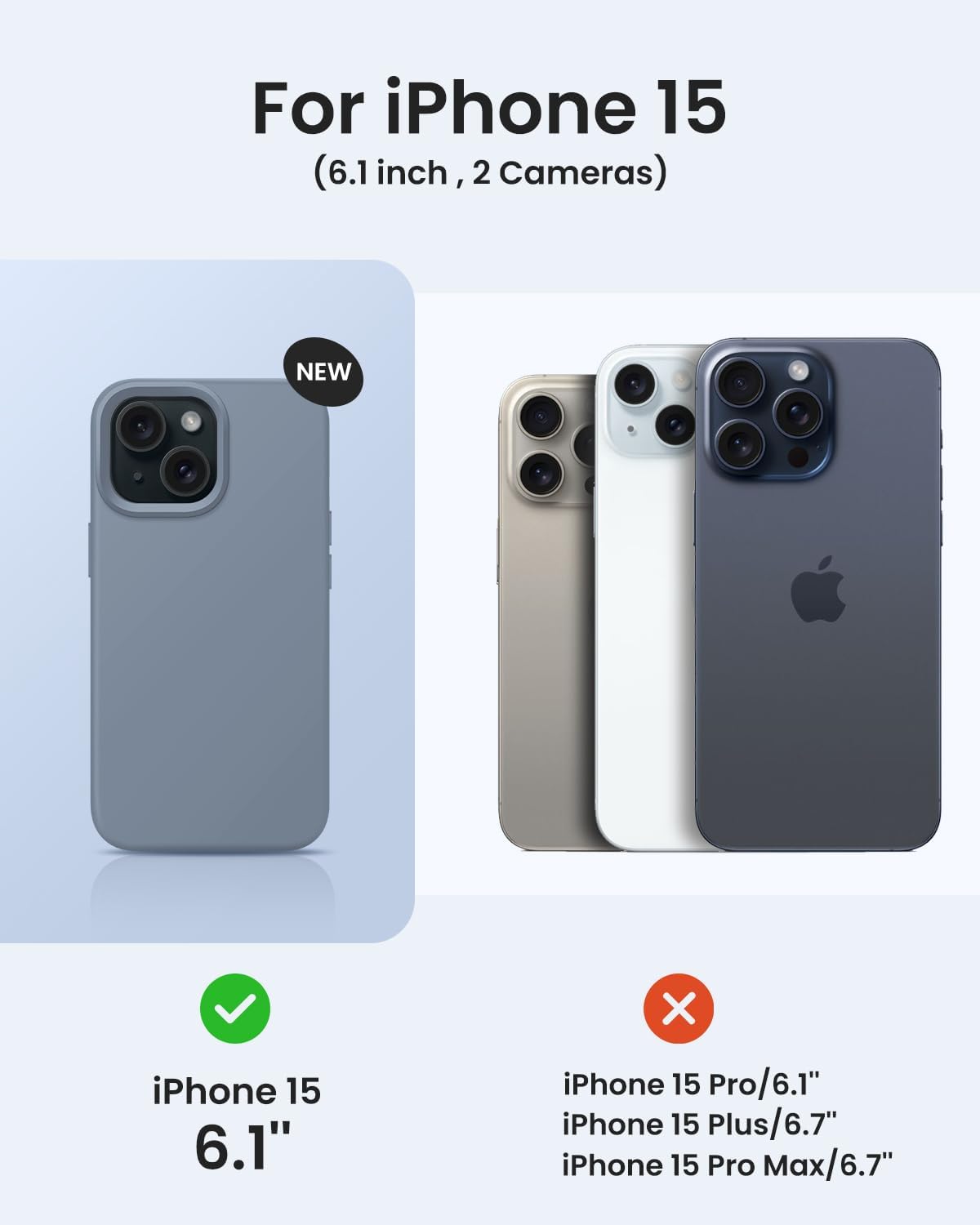 Funda diseñada para iPhone 15, funda de silicona protección contra caídas de grado militar forro de microfibra antiarañazos funda de silicona ultra