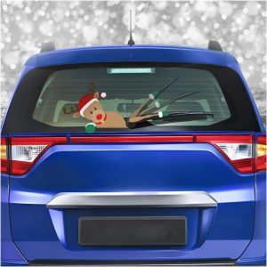 Calcomanía de decoración navideña para limpiaparabrisas trasero, calcomanías de brazo agitado de Papá Noel, impermeable, autoadhesiva, decoración de Calcomanía de decoración navideña para limpiaparabrisas trasero, calcomanías de brazo agitado de Papá Noel, impermeable, autoadhesiva, decoración de