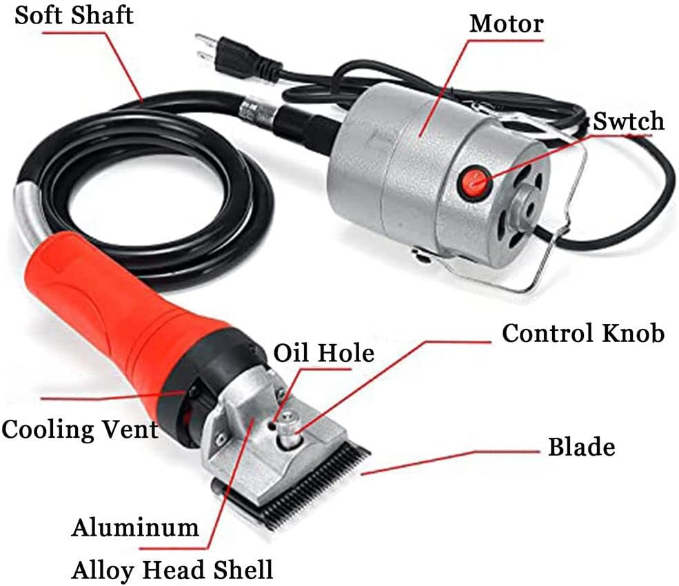 SHENGSHIYU Cortapelos eléctricos de 690 W, tijeras resistentes con caja de herramientas para perros, caballo, cerdo, ganado, granja, ganado, otros