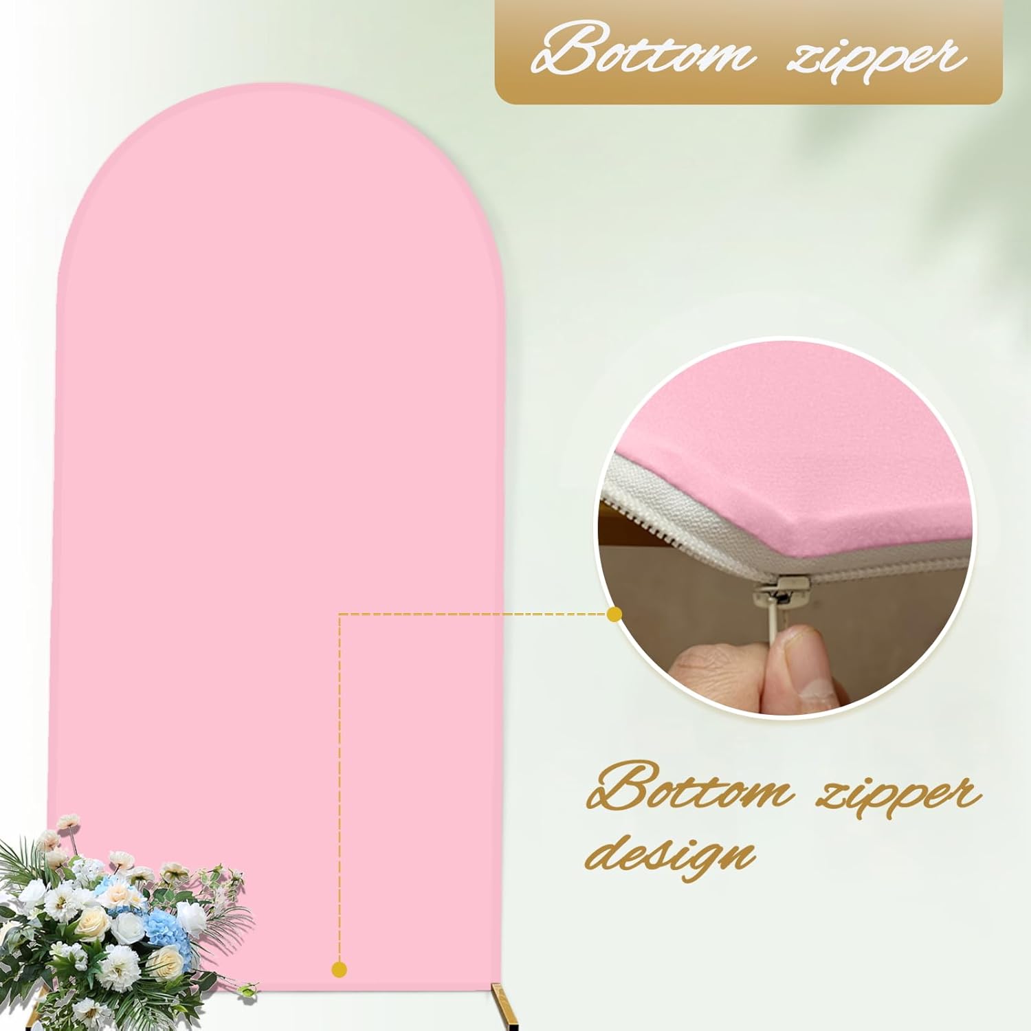 Cubierta de fondo de arco de elastano, rosa, 2 lados, se adapta a 3.3 x 6.6 pies, para bodas, baby shower, decoración de banquetes
