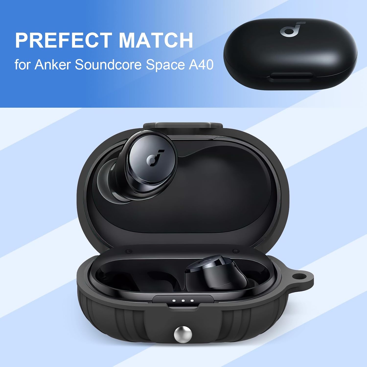 Hebilla de bloqueo Funda compatible con Anker Soundcore Space A40, funda de silicona suave para Soundcore Space A40, a prueba de golpes,